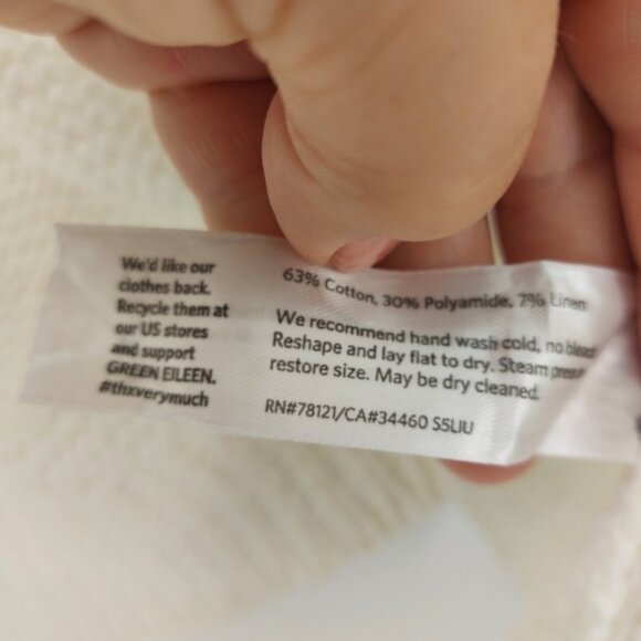 Eileen Fisher Cotton Polyamide Linen Blend Crew Neck Boxy Sweater - Picture 4 of 5